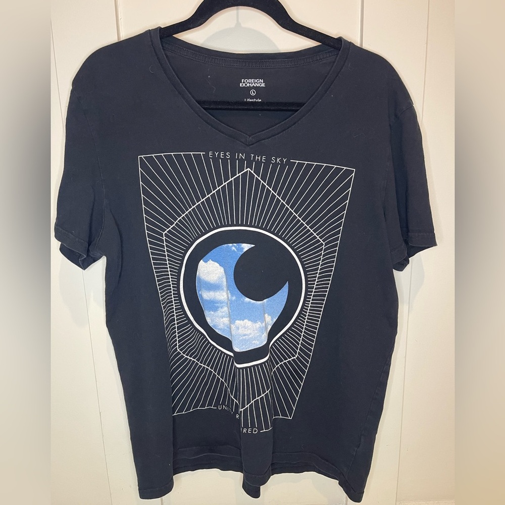 Foreign Exchange ‘Eye in the Sky’ Black Graphic Tee Size Mens Large Preloved